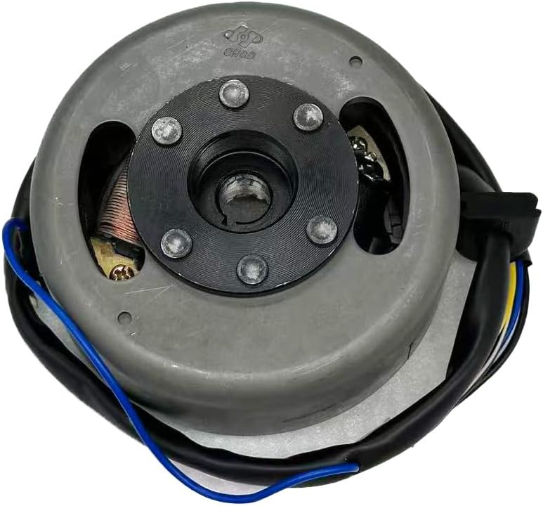AX100 Magneto Motor Coil Ignition Magneto Stator Coil with Flywheel Rotor Kit with Plate for Suzuki 2 Stroke 100cc AX100