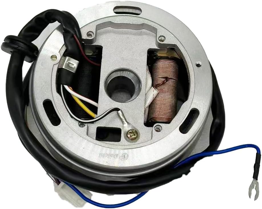 AX100 Magneto Motor Coil Ignition Magneto Stator Coil with Flywheel Rotor Kit with Plate for Suzuki 2 Stroke 100cc AX100