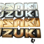Aluminum fuel tank emblem with logo compatible with Suzuki AX100 motorcycle