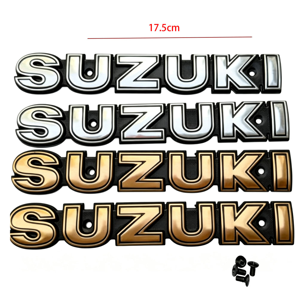 Aluminum fuel tank emblem with logo compatible with Suzuki AX100 motorcycle