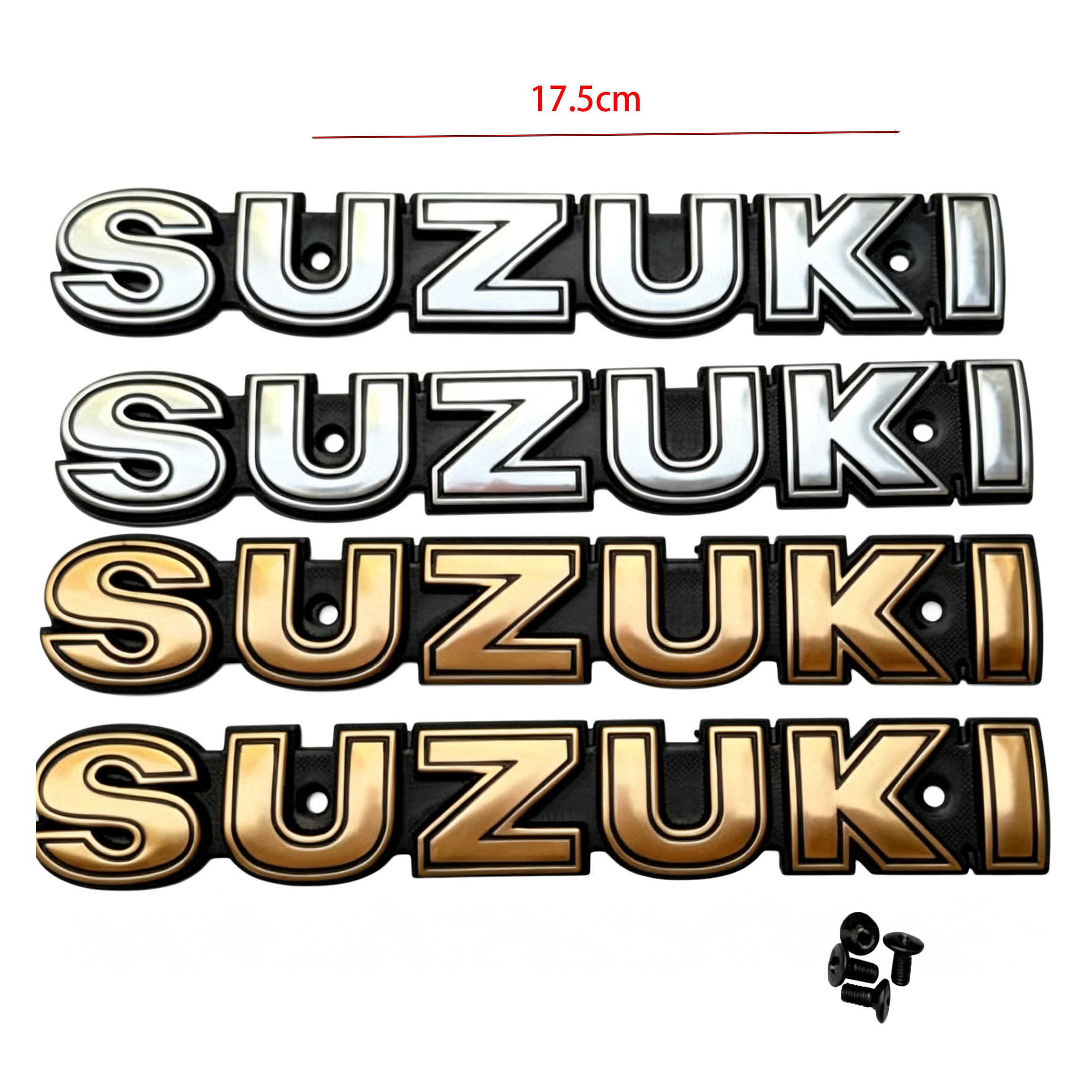 Aluminum fuel tank emblem with logo compatible with Suzuki AX100 motorcycle