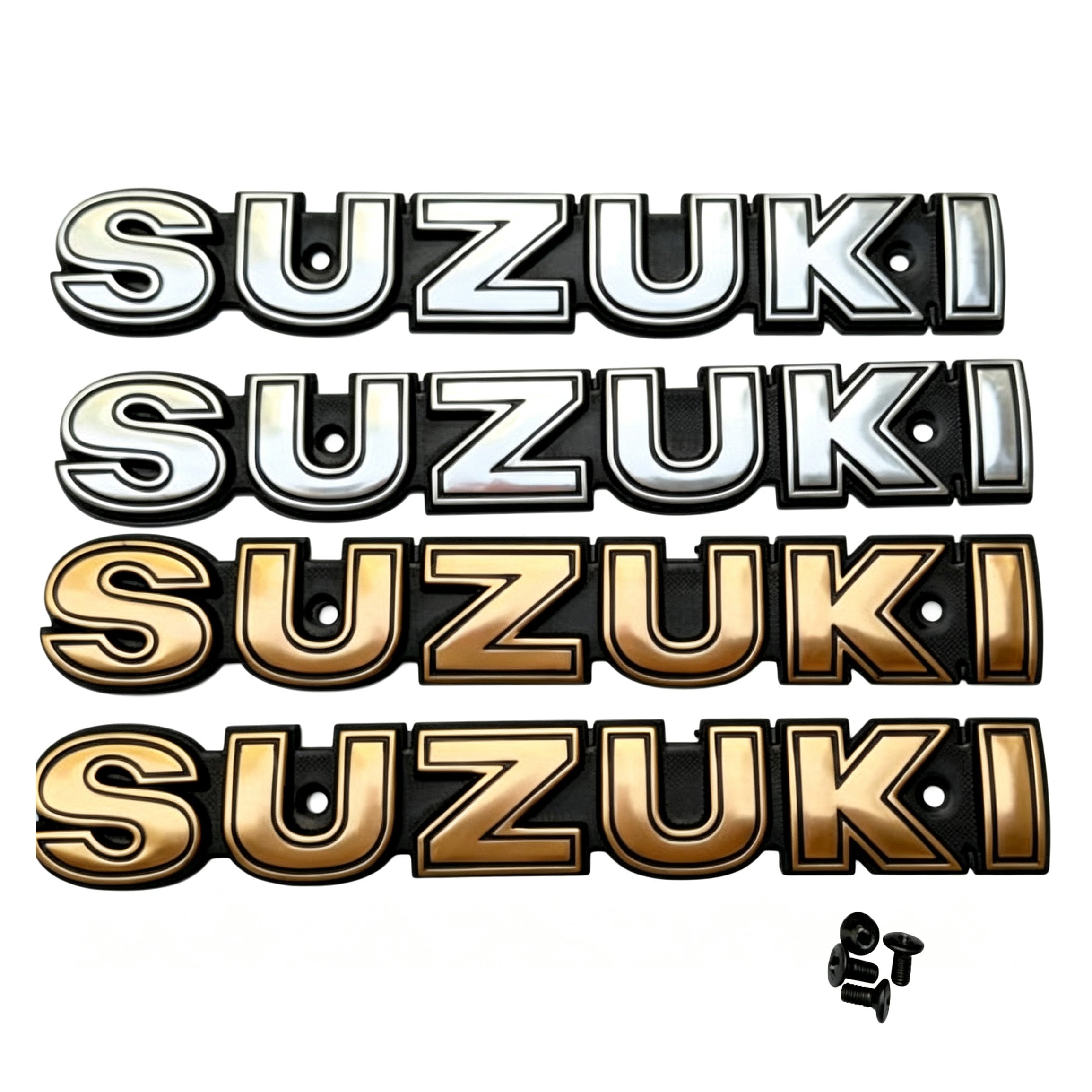 Aluminum fuel tank emblem with logo compatible with Suzuki AX100 motorcycle